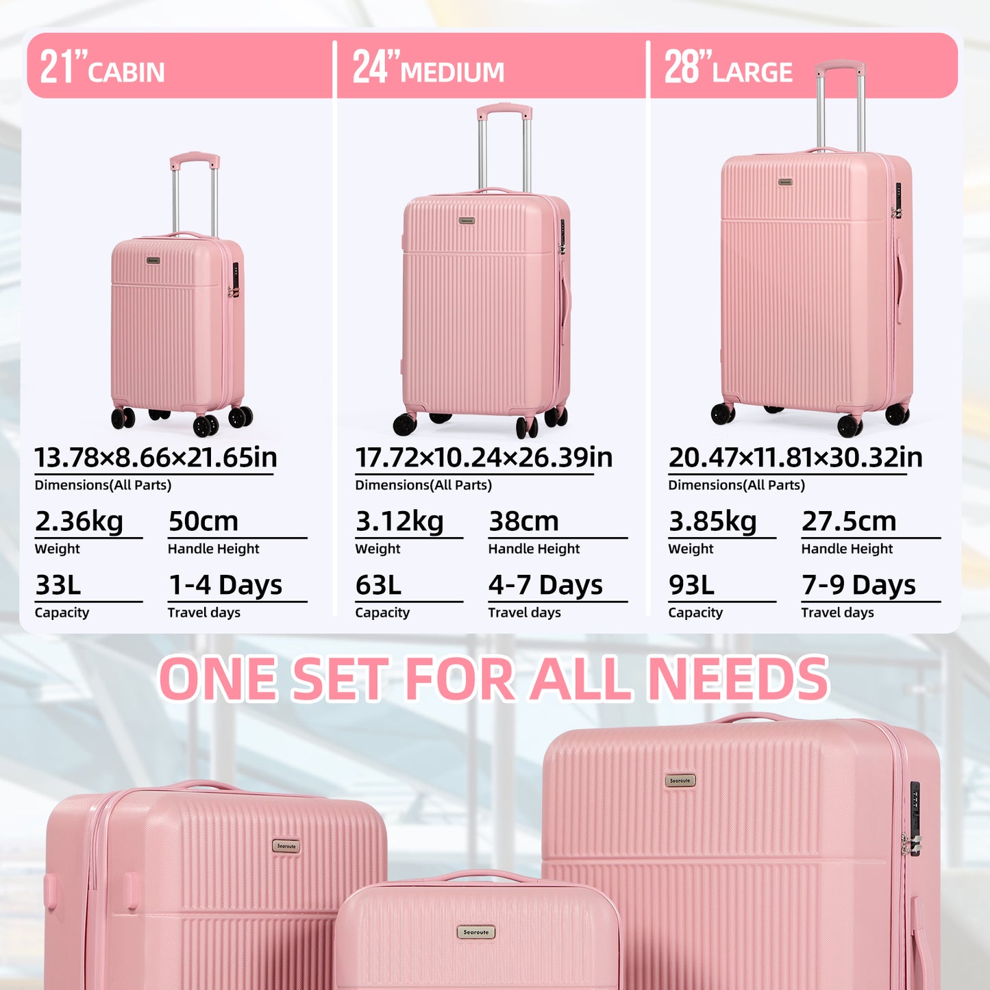 Searoute Large Suitcase Pink