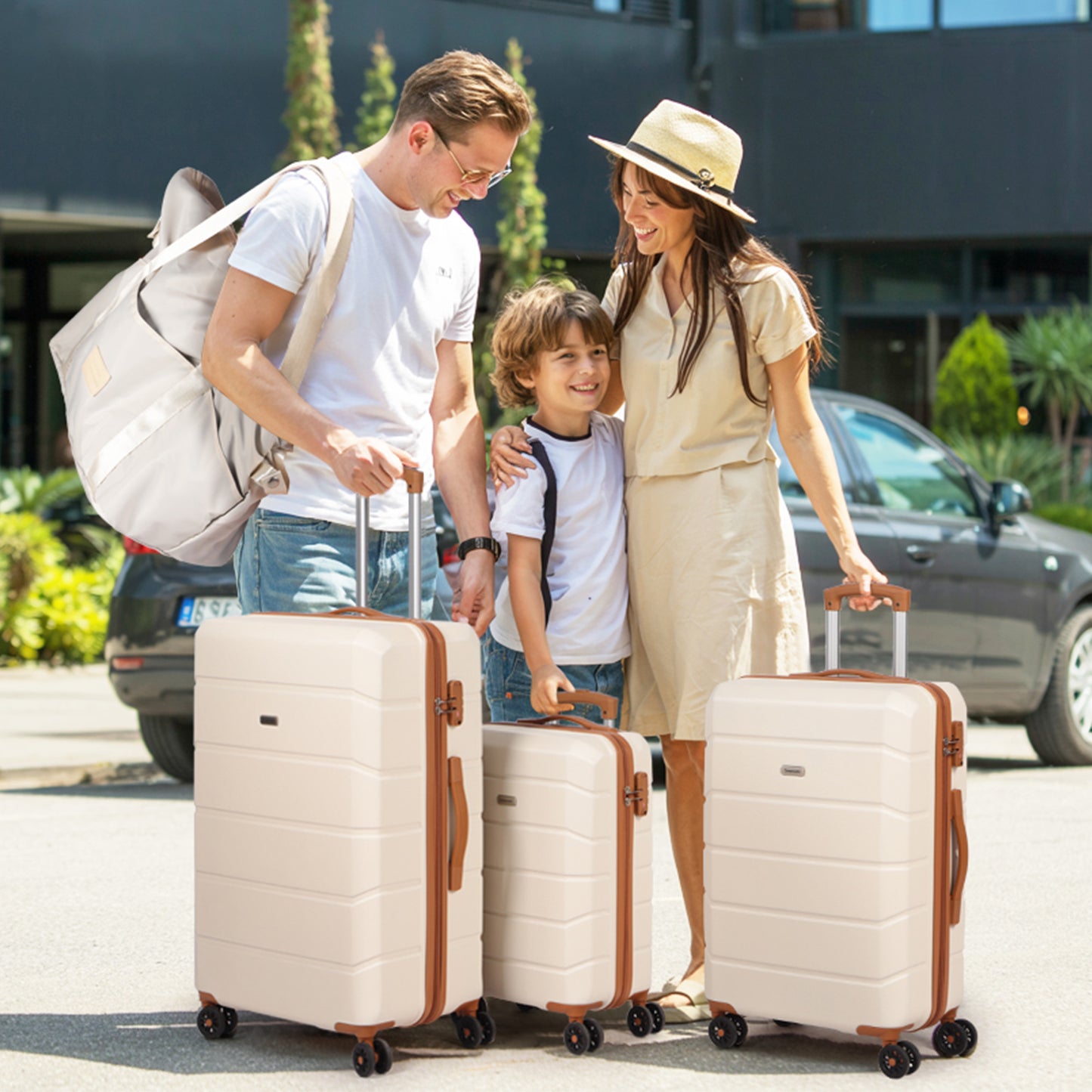 Searoute Suitcase Sets of 5 Piece in Cream