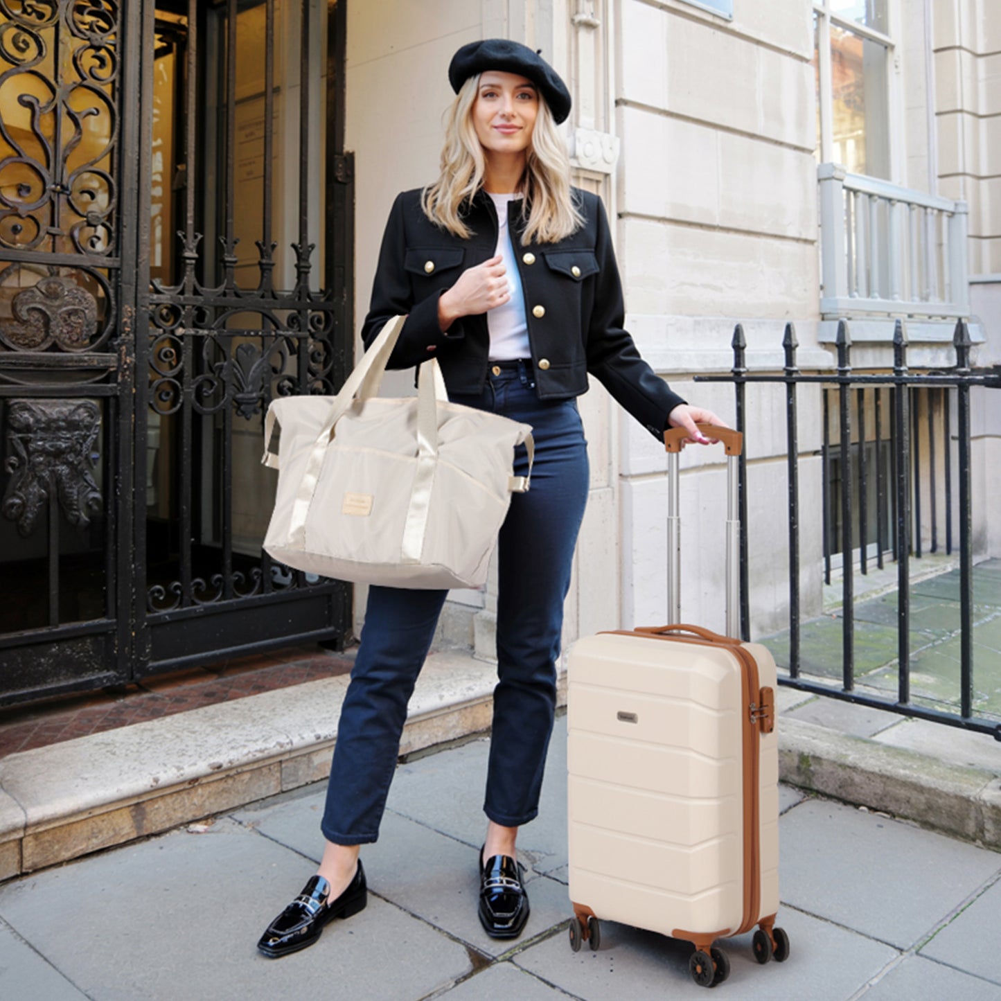 Searoute Suitcase Sets of 5 Piece in Cream