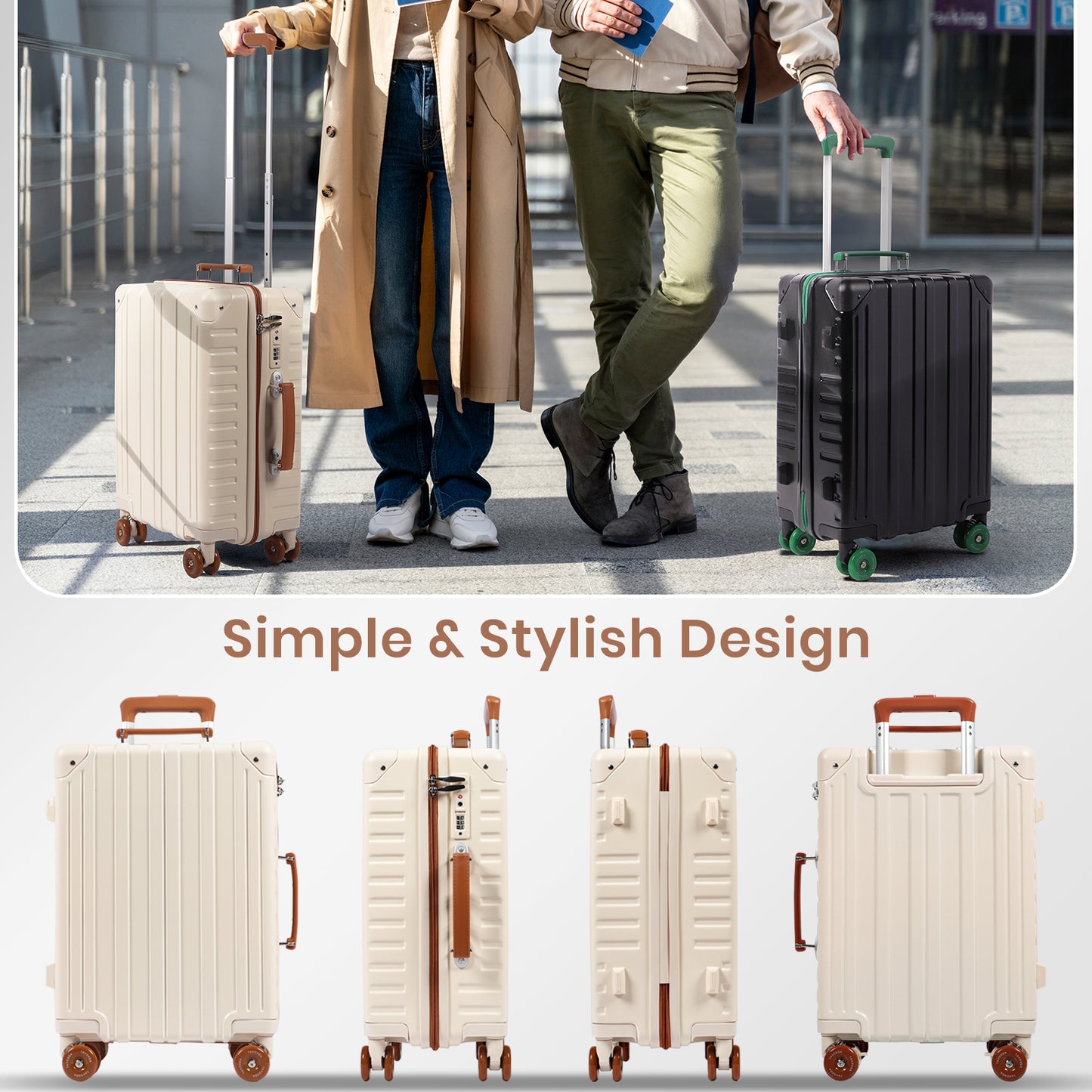 Tavoxda Cabin Suitcase Cream New Model