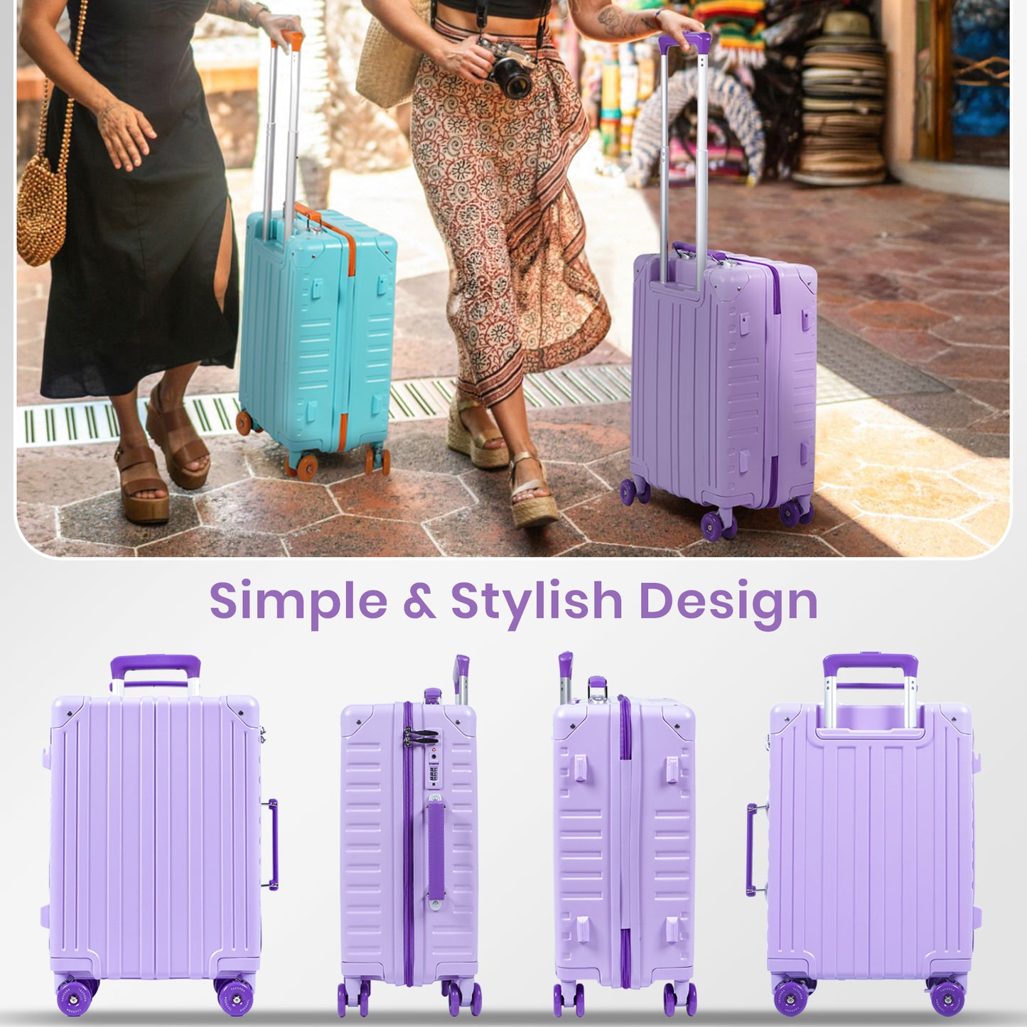 Tavoxda Cabin Suitcase Purple New Model