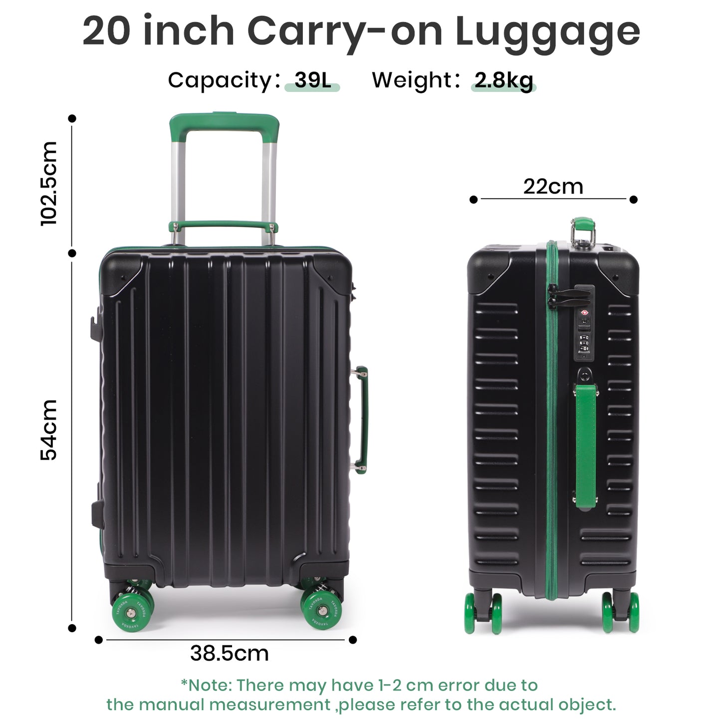 Tavoxda Cabin Suitcase Black New Model