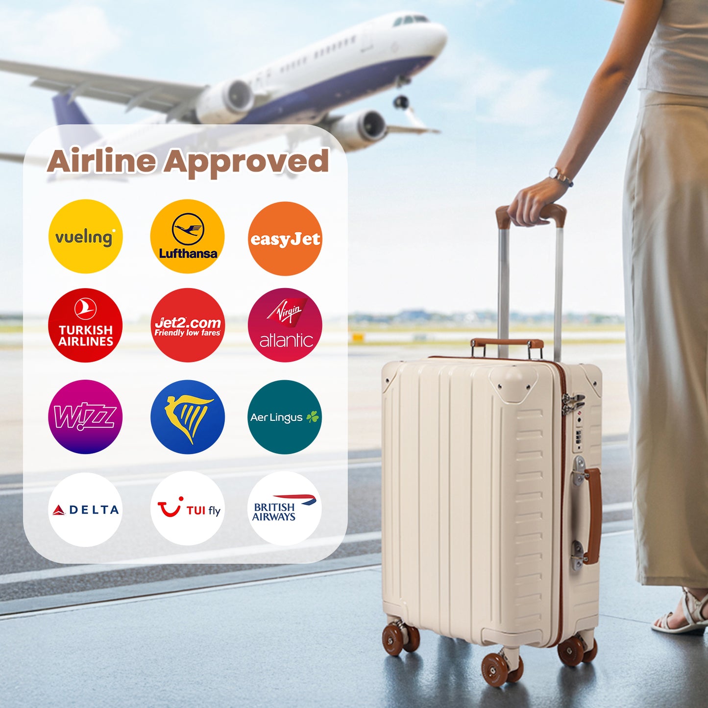 Tavoxda Cabin Suitcase Cream New Model