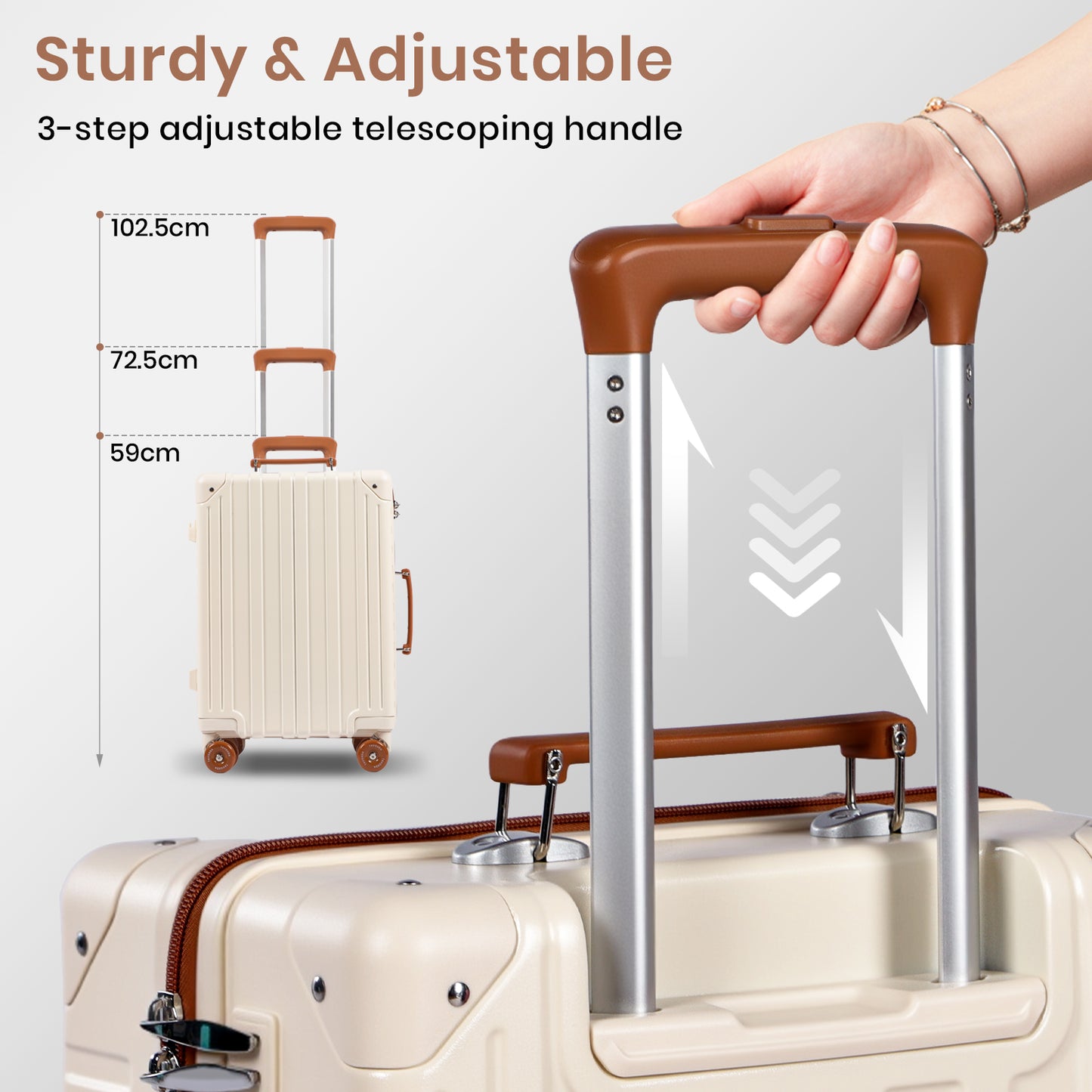 Tavoxda Cabin Suitcase Cream New Model
