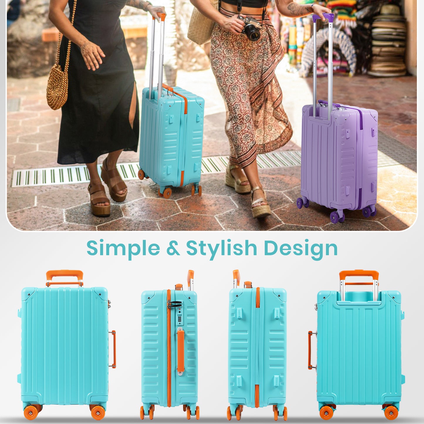 Tavoxda Carry-On Suitcase Lake Blue New Model