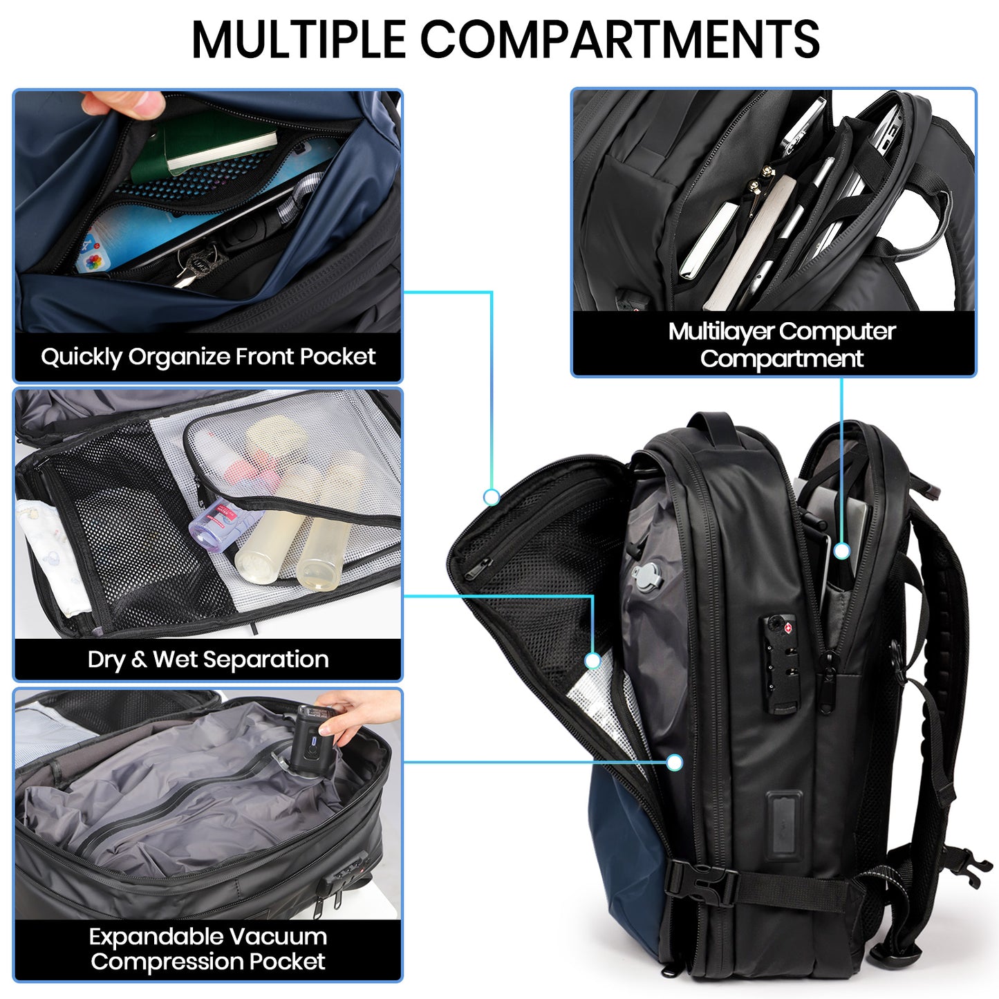 Expandable 30L-60L Vacuum Backpack with Pump