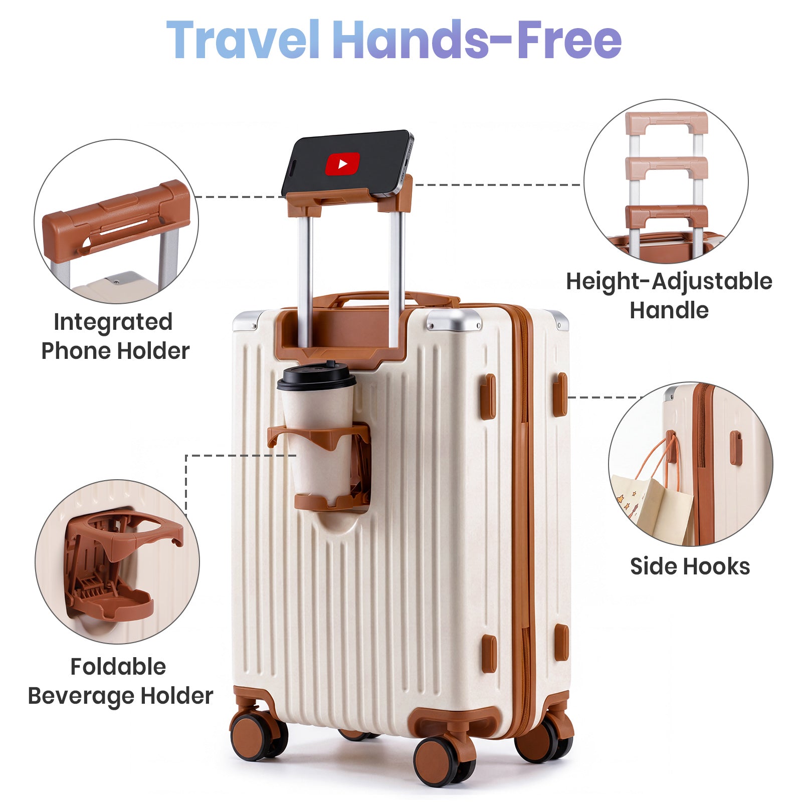 360 degree silent spinner wheels on Tavoxda cabin suitcase