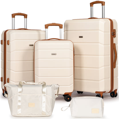 Searoute Suitcase Sets of 5 Piece in Cream