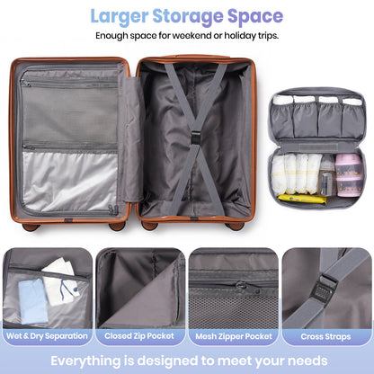 Lightweight Hard Shell Cabin Suitcase with Cup Holder