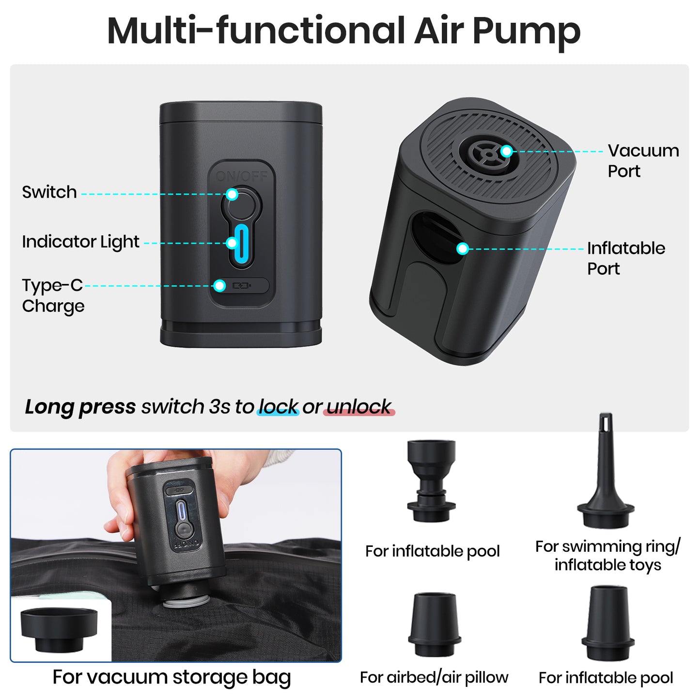 Vacuum Storage Bag with Wireless Portable Electric Air Pump - Tavoxda Luggage