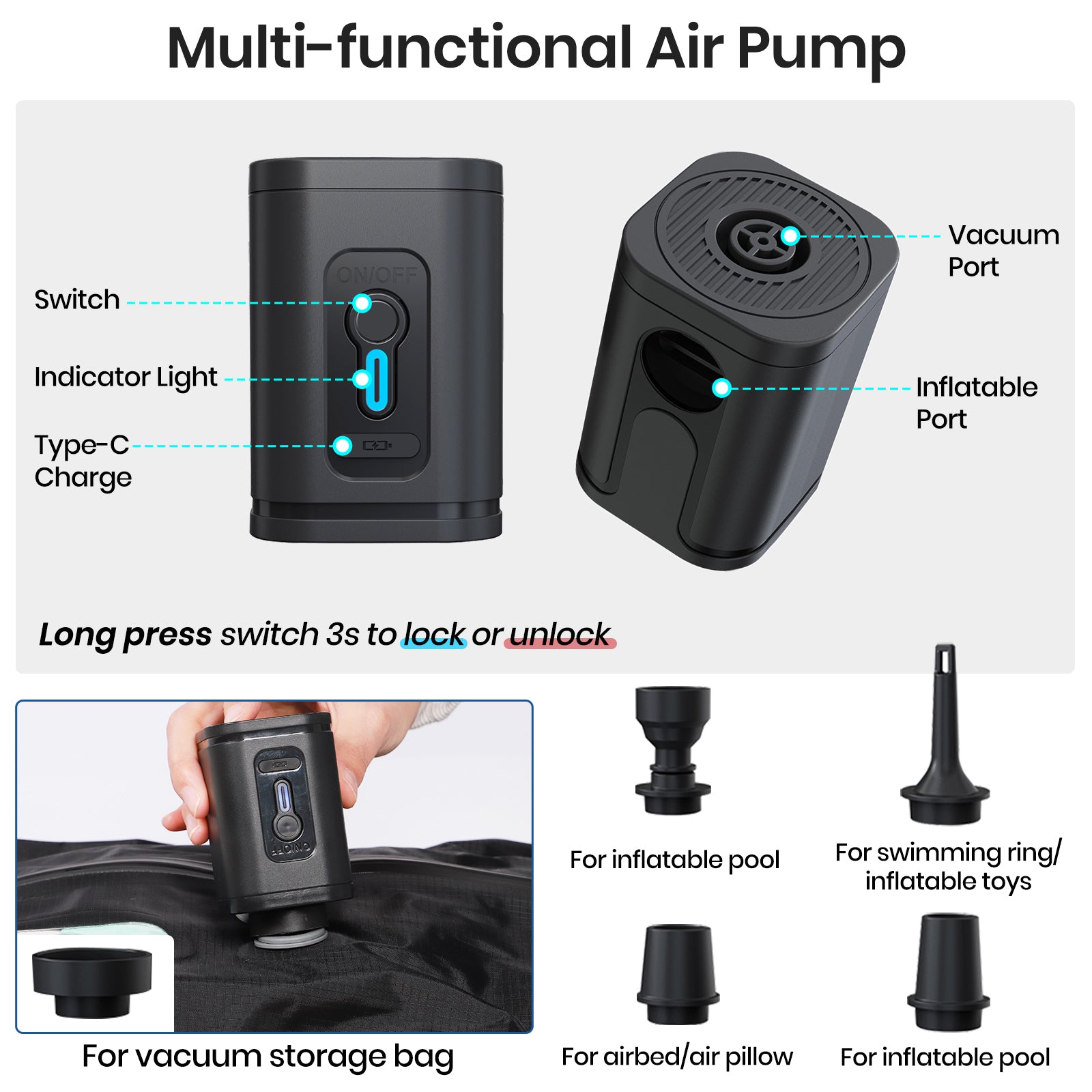 Vacuum Storage Bag with Wireless Portable Electric Air Pump - Tavoxda Luggage