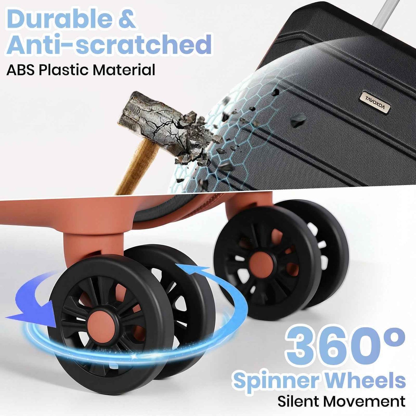 Lightweight Hard Shell Suitcase Sets 5 Piece - Black