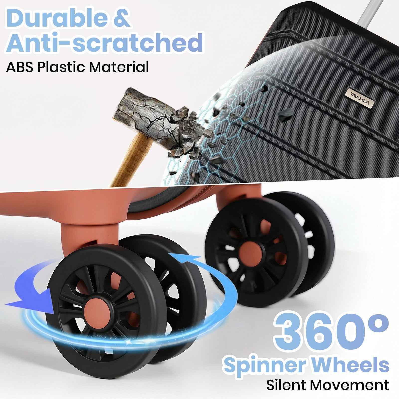 Lightweight Hard Shell Suitcase Sets 5 Piece - Black