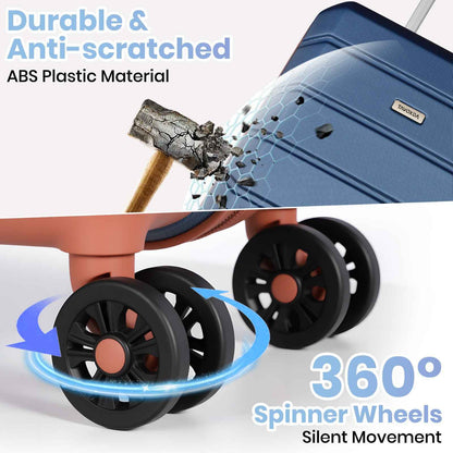 Lightweight Hard Shell Suitcase Sets 5 Piece - Blue