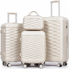 Tavoxda Lightweight Hard Shell Travel Suitcase Sets of 4 White