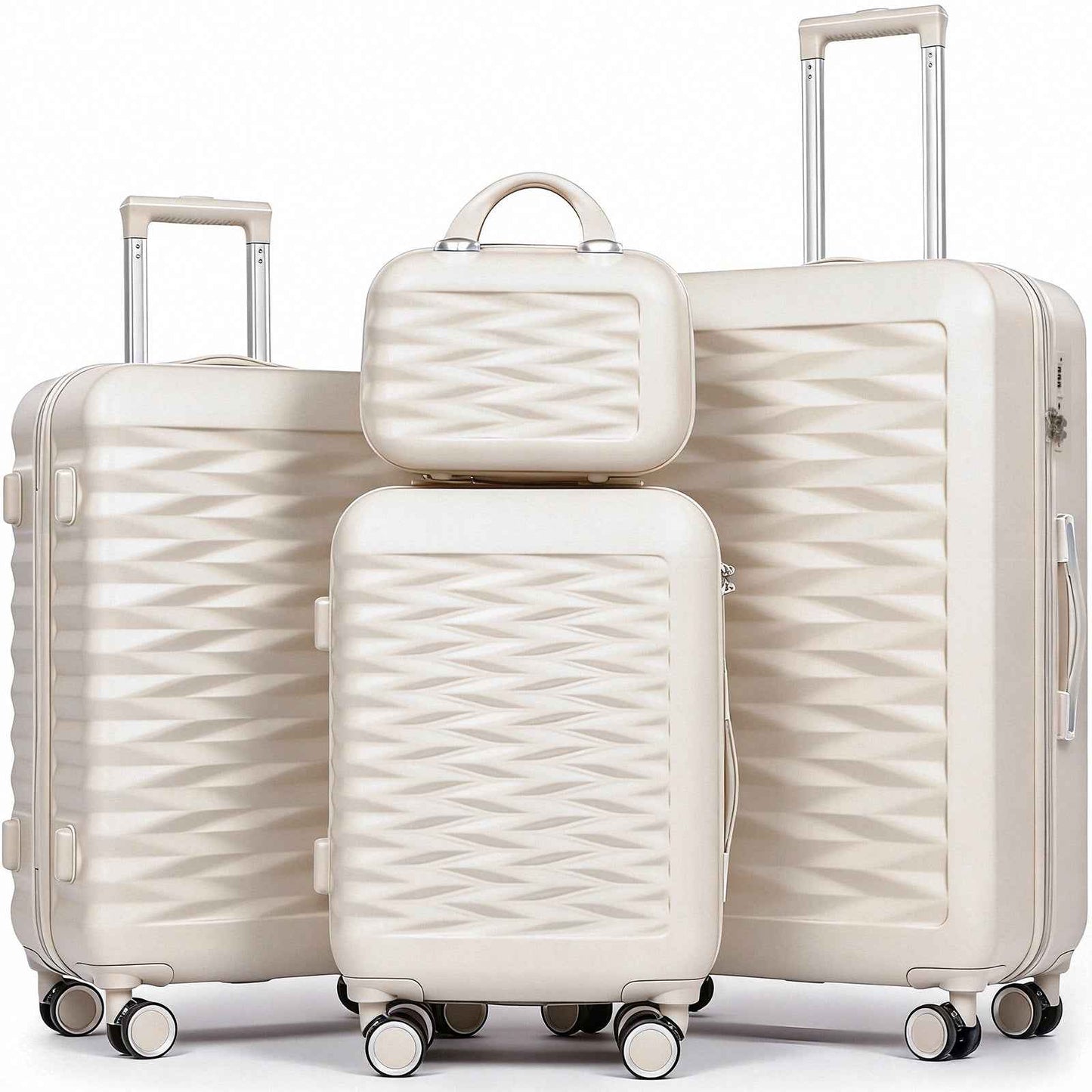 Tavoxda Lightweight Hard Shell Travel Suitcase Sets of 4 White