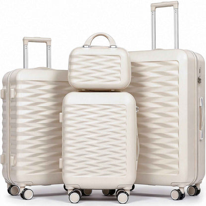 Tavoxda Lightweight Hard Shell Travel Suitcase Sets of 4 White