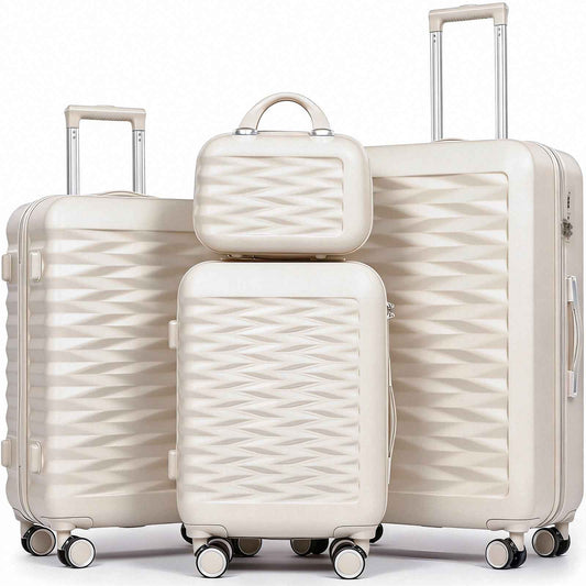 Tavoxda Lightweight Hard Shell Travel Suitcase Sets of 4 White