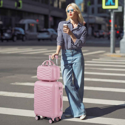 Tavoxda 20 Inch Cabin Case with Beauty Case Pink