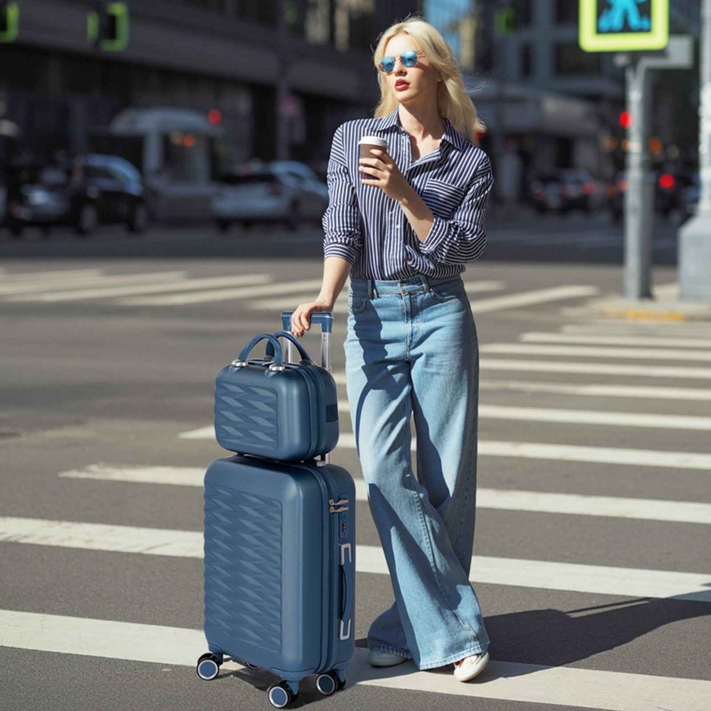 Tavoxda 20 Inch Cabin Suitcase Set Blue