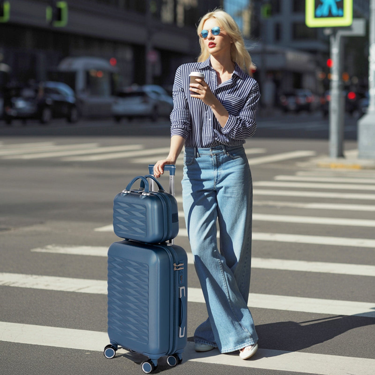Tavoxda 20 Inch Cabin Suitcase Set Blue