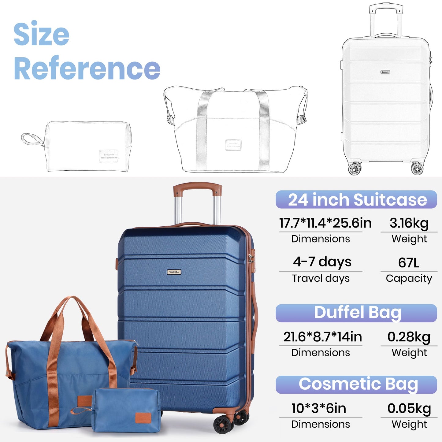 Lightweight Medium Check-in Suitcase Sets 3 Piece