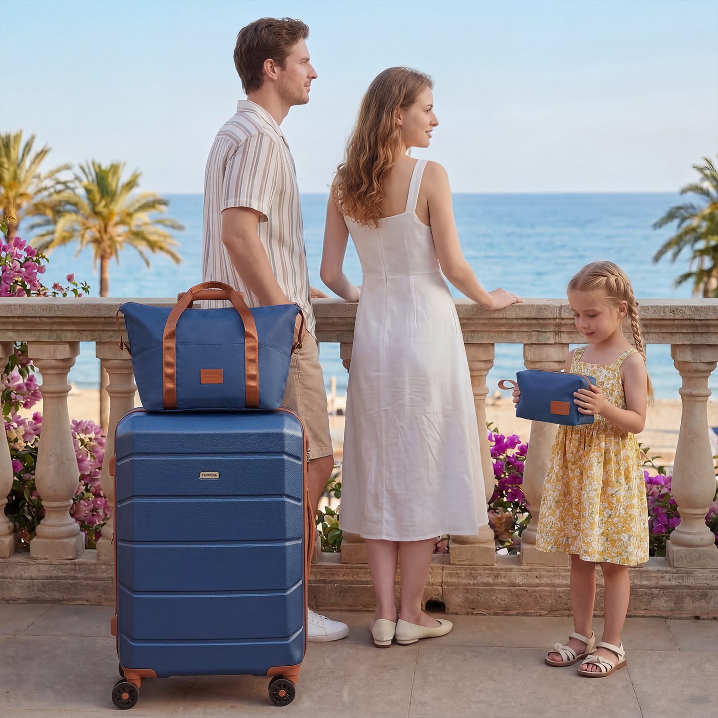 Lightweight Hard Shell 5 Piece Luggage Set Blue