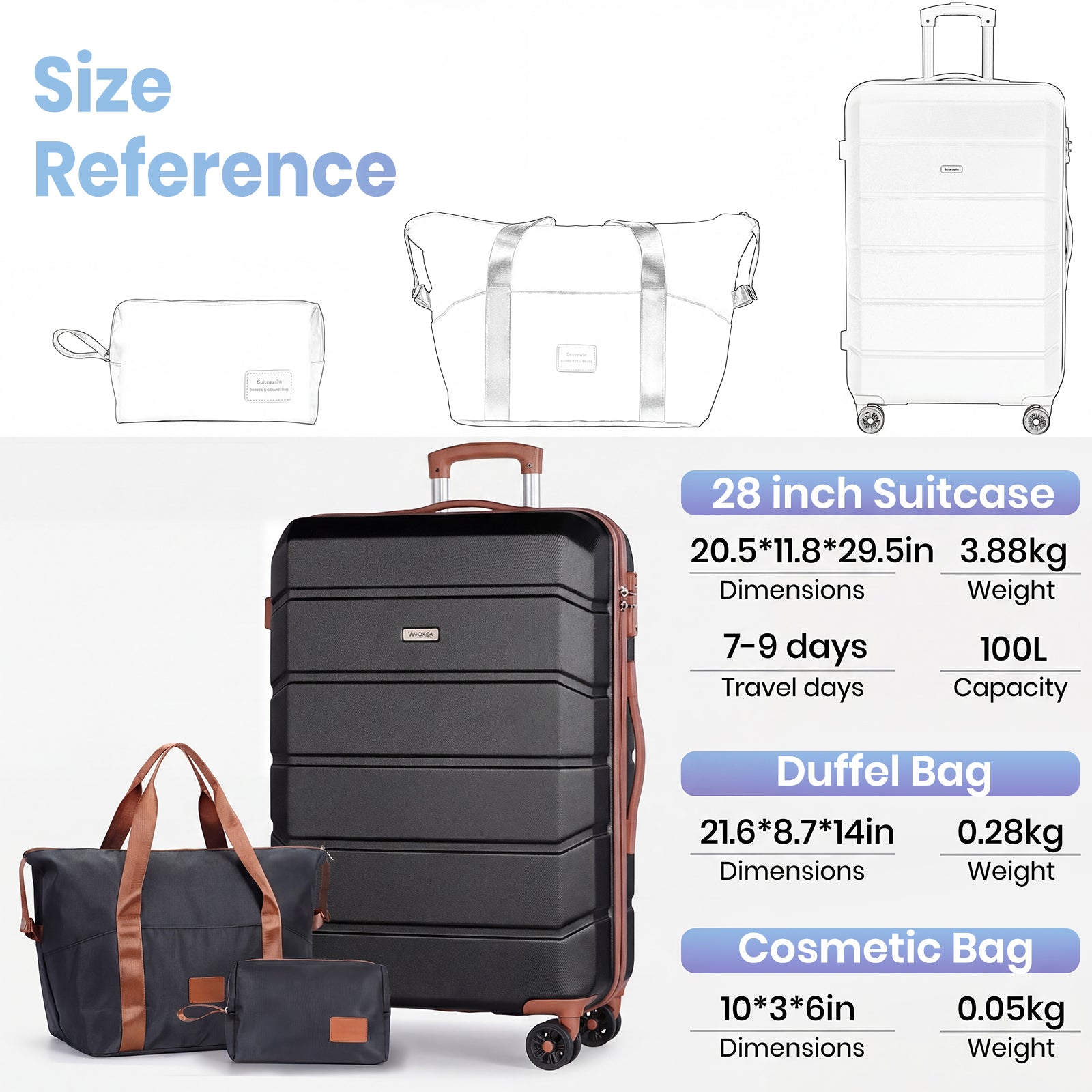 Hard Shell Large Suitcase Sets 3 Piece