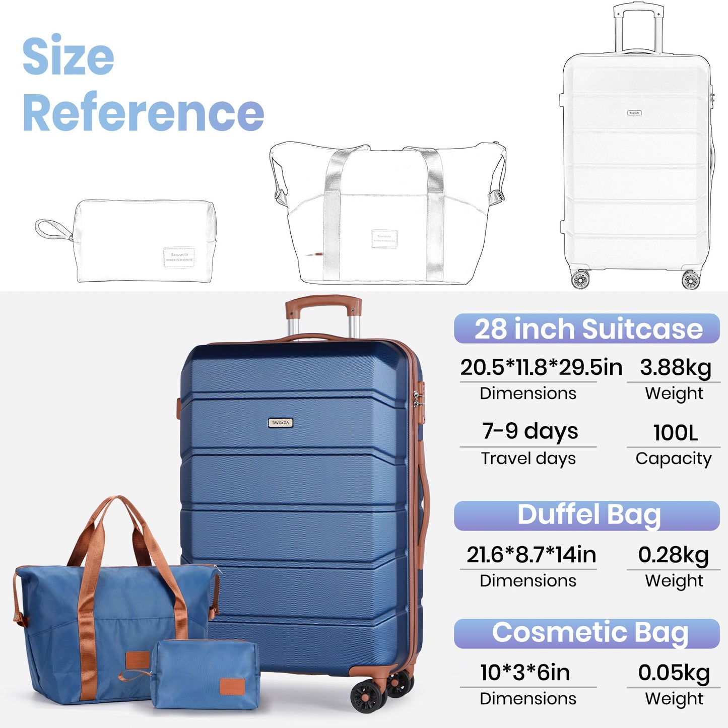 Hard Shell Large Suitcase Sets 3 Piece