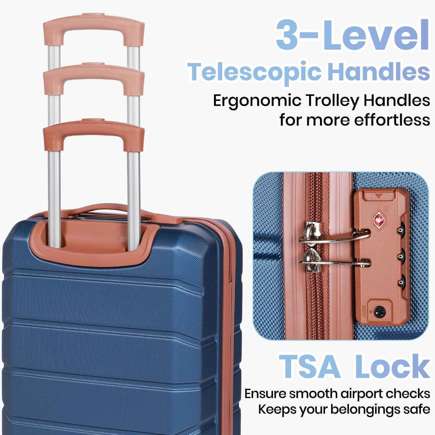 Lightweight Hard Shell Suitcase Sets 5 Piece - Blue