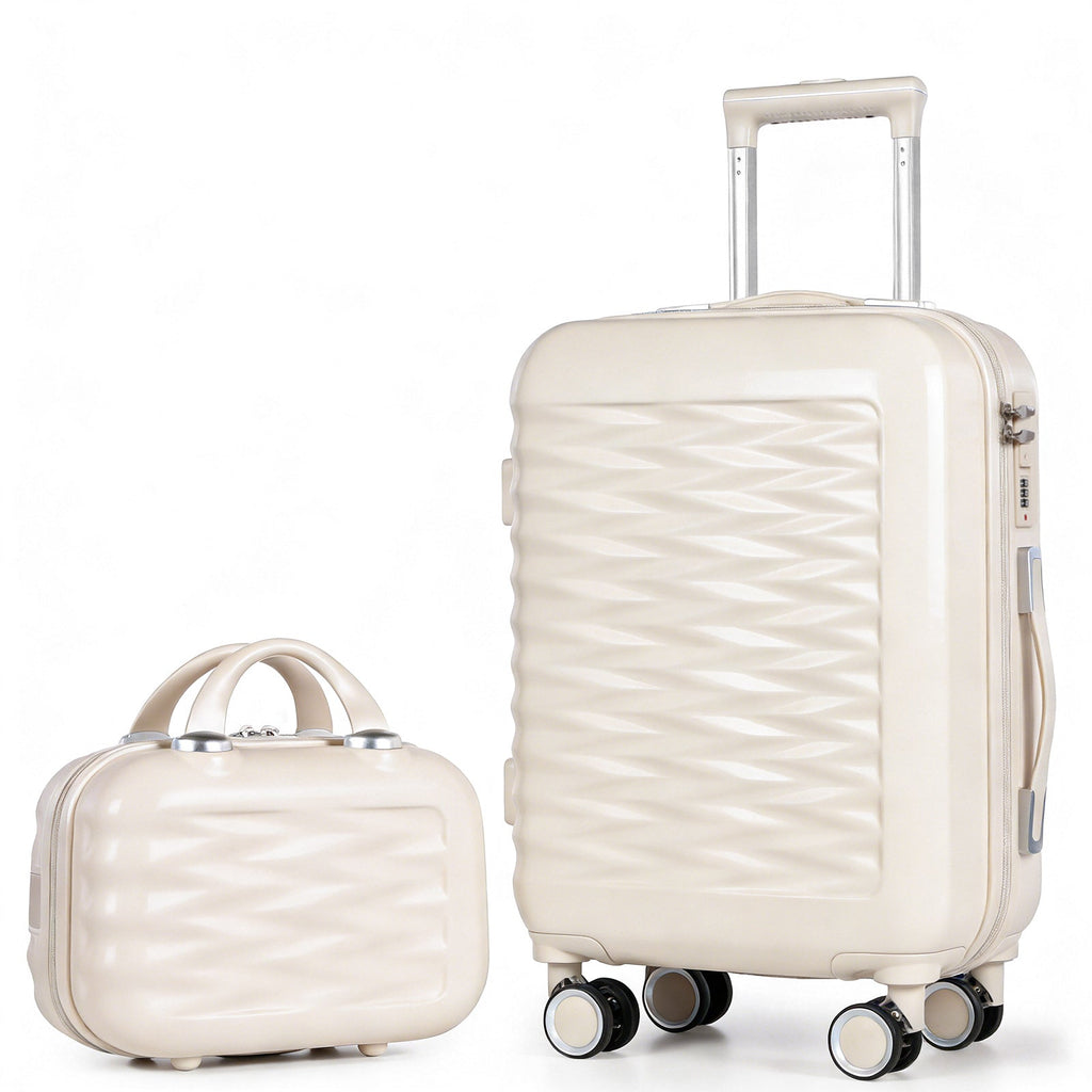 Tavoxda 20 Inch Cabin Case with Beauty Case White
