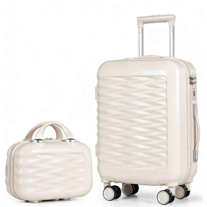 Tavoxda 20 Inch Cabin Case with Beauty Case White