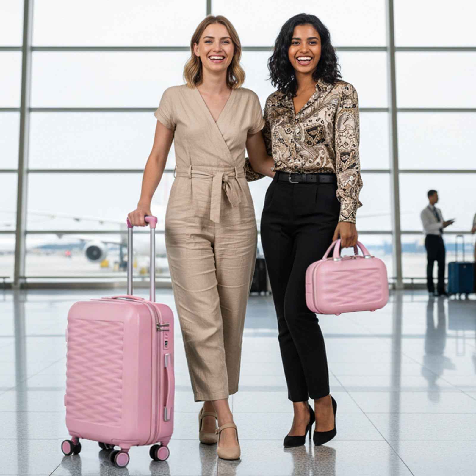 Tavoxda 20 Inch Cabin Case with Beauty Case Pink