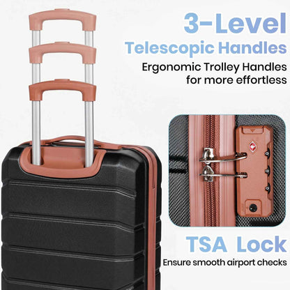 Lightweight Hard Shell Suitcase Sets 5 Piece - Black