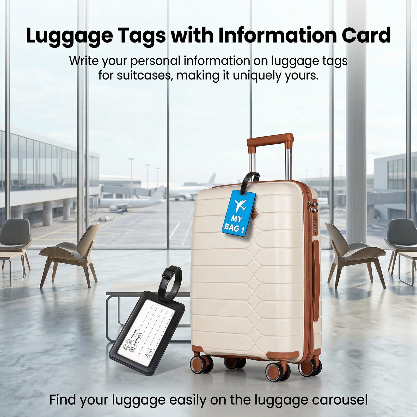 Luggage Tags 3 Pcs for Suitcase with Information Card