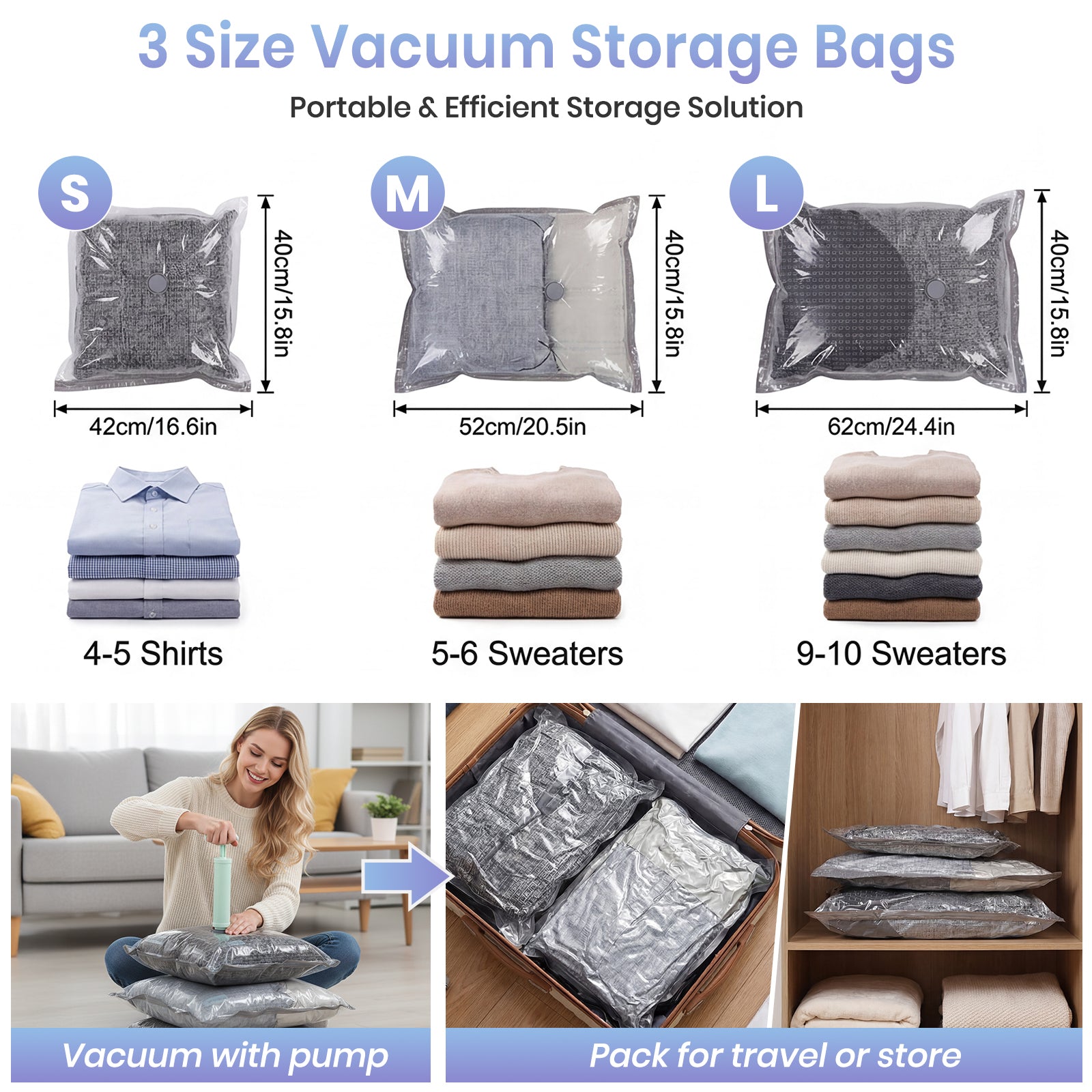 Vacuum Storage Bags with Hand Pump