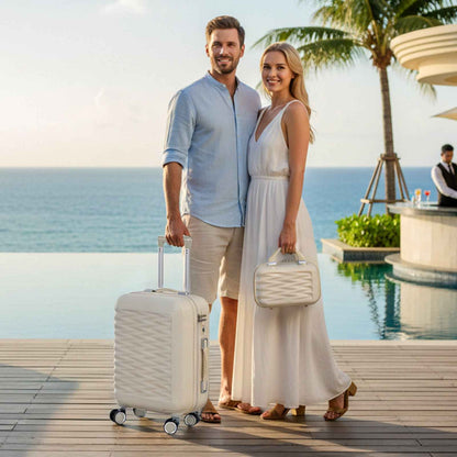 Tavoxda Lightweight Hard Shell Travel Suitcase Sets of 4 White