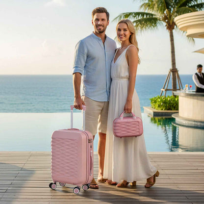Tavoxda Lightweight Hard Shell Travel Suitcase Sets of 4 Pink