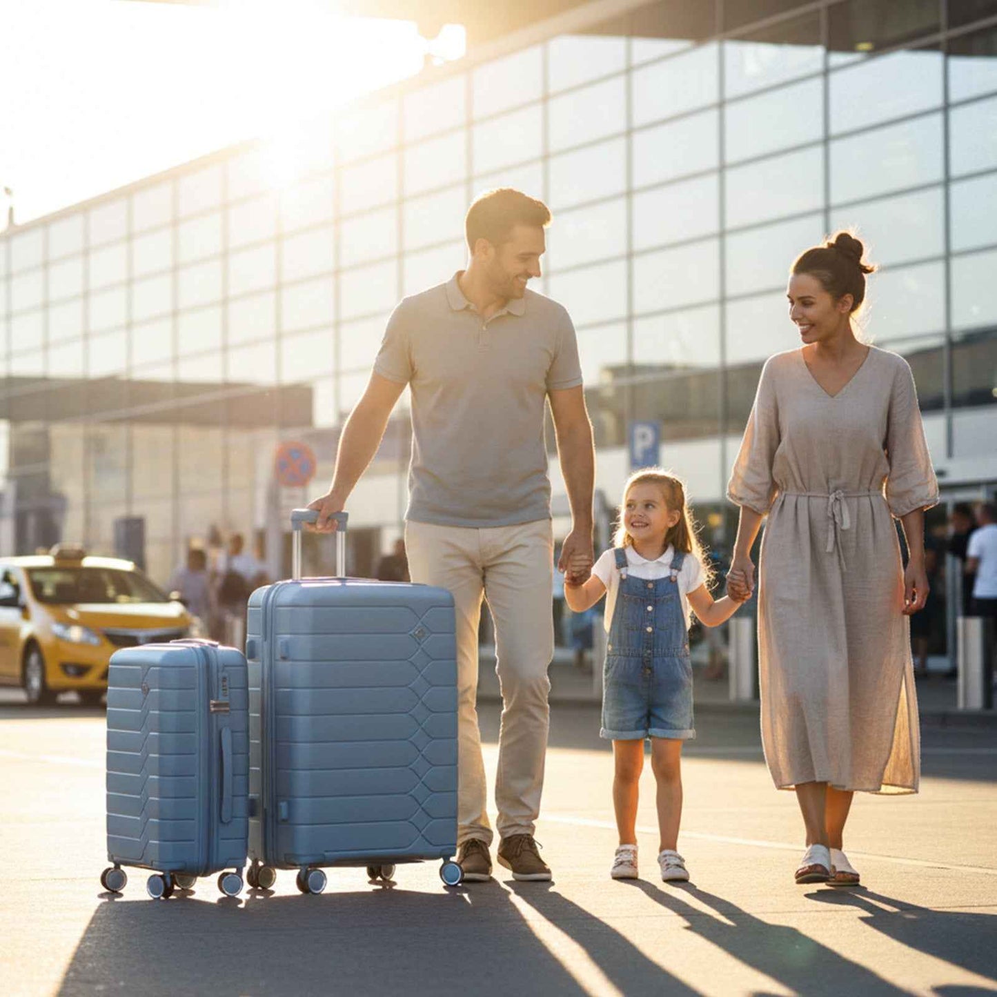 Tavoxda Lightweight PP Hardshell 3 Piece Luggage Sets Light Blue