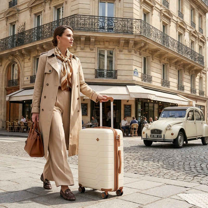 Tavoxda Lightweight PP Hard Shell Cabin Suitcase Cream