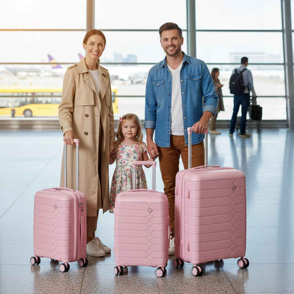 Tavoxda Lightweight PP Hardshell 3 Piece Luggage Sets Pink