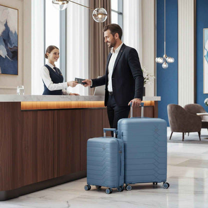 Tavoxda Lightweight PP Hard Shell Cabin Suitcase Light Blue