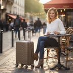 Tavoxda Lightweight PP Hard Shell Cabin Suitcase Brown