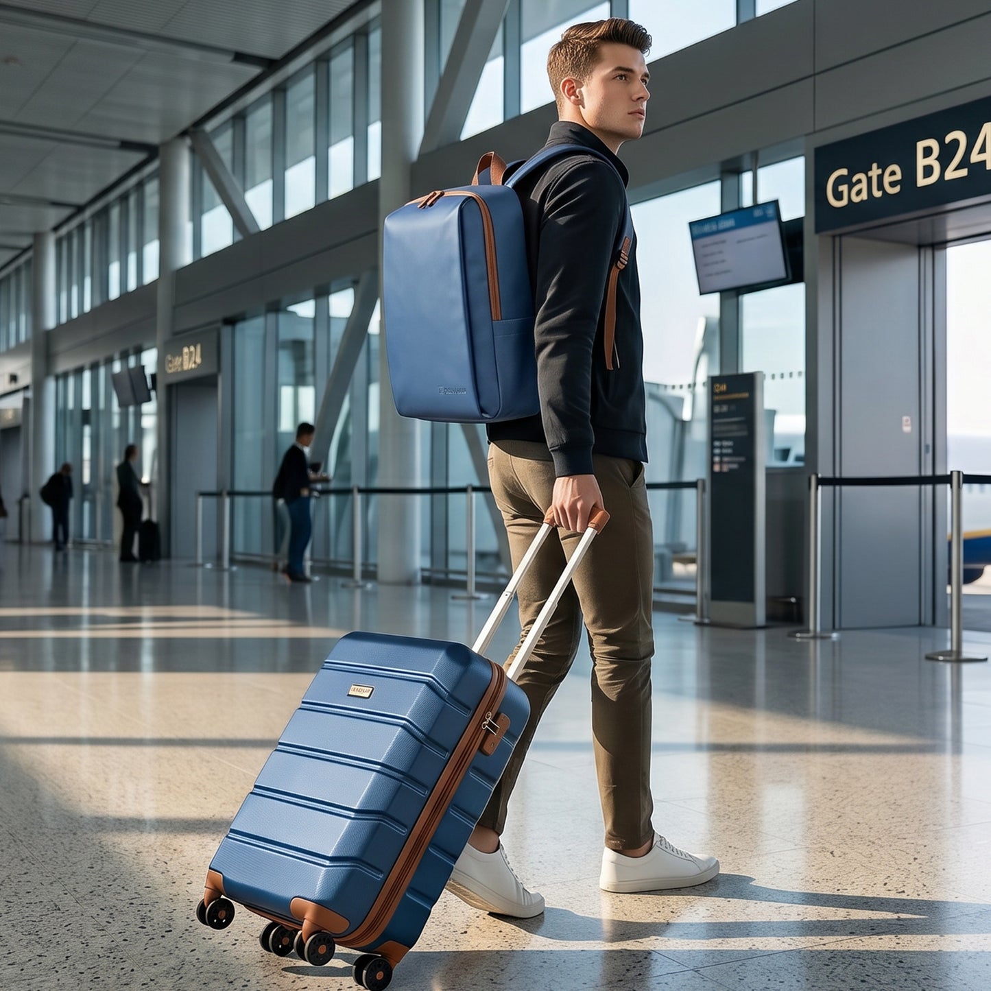 Lightweight Cabin Suitcase with Travel Backpack Set