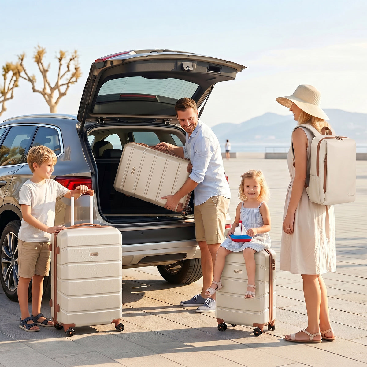 5-Piece Hard Shell Suitcase Set with Backpack & Toiletry Bag
