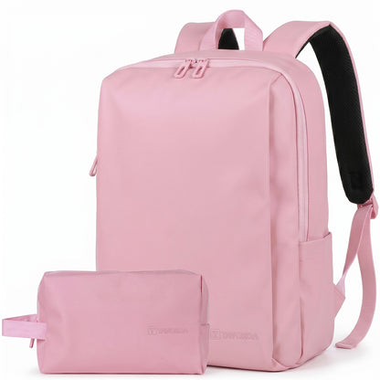 Lightweight Laptop Backpack with Toiletry Bag Pink