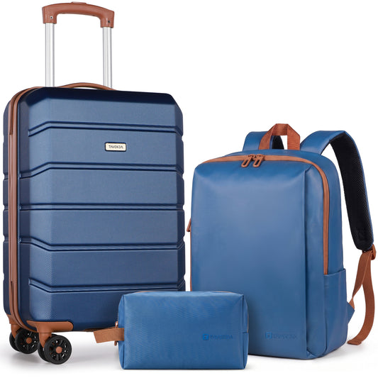Lightweight Cabin Suitcase Set with Backpack & Toiletry Bag