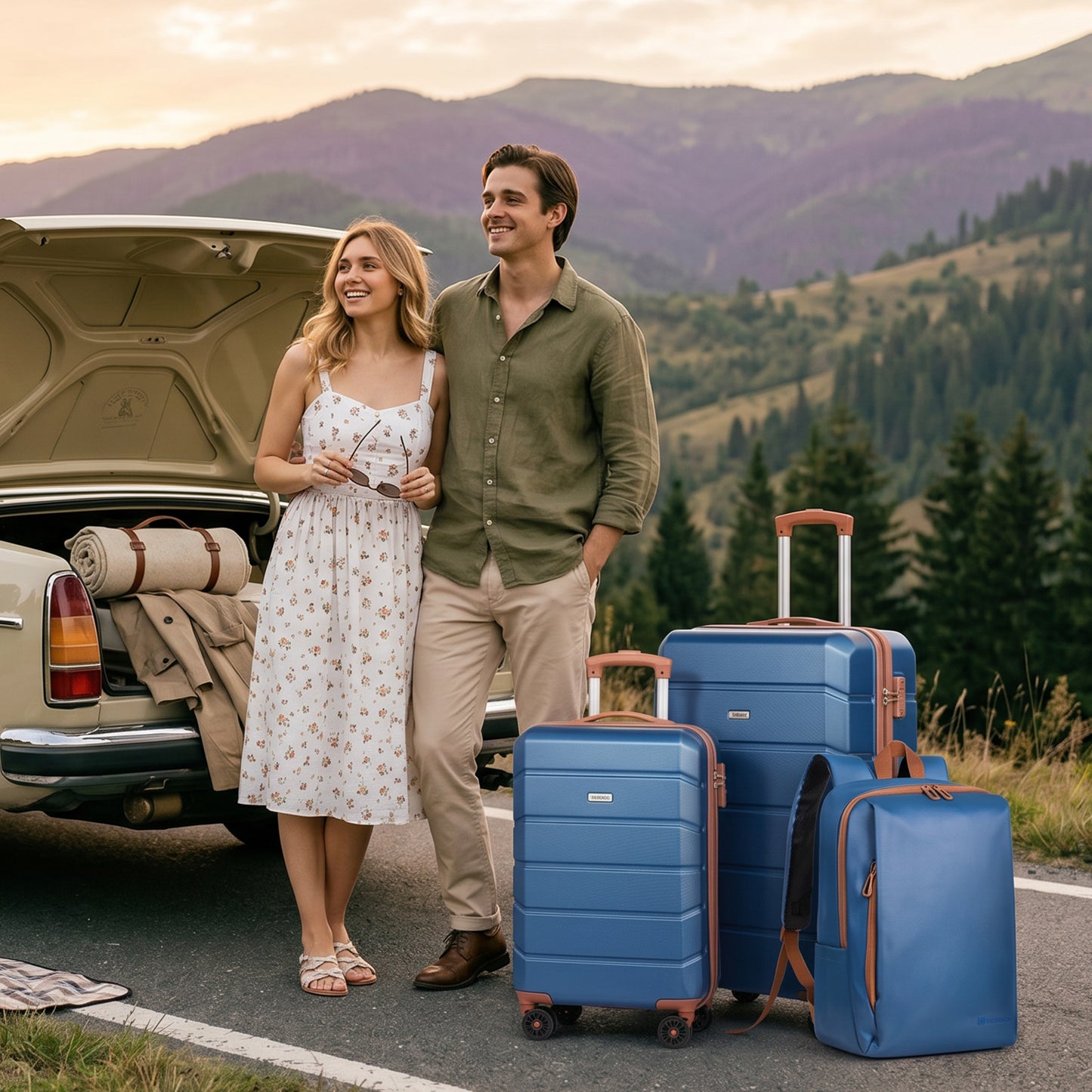 Lightweight Luggage Set with Travel Backpack