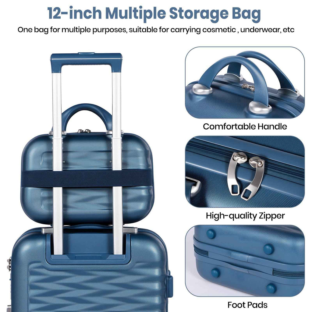 Tavoxda Lightweight Hard Shell Travel Suitcase Sets of 4 Blue
