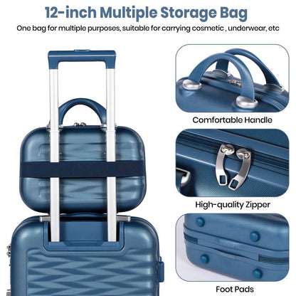 Tavoxda Lightweight Hard Shell Travel Suitcase Sets of 4 Blue